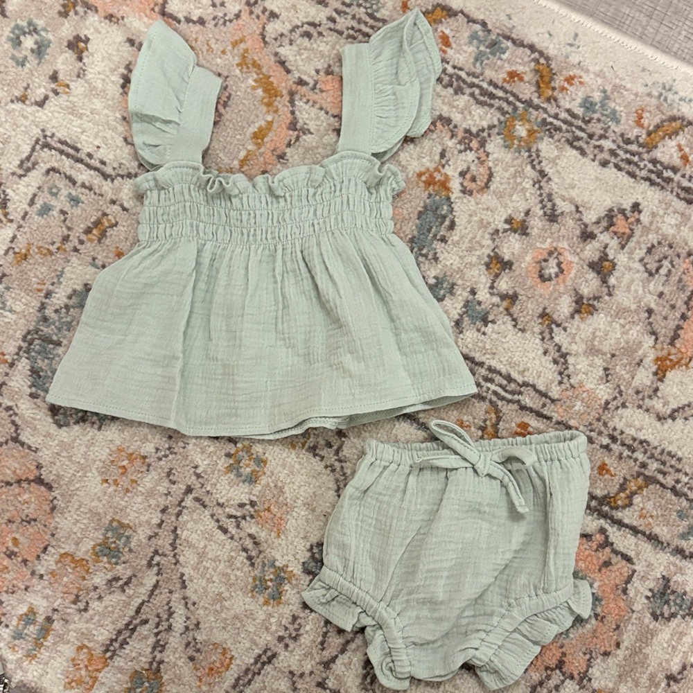 Mint Green Ruffled Baby Outfit